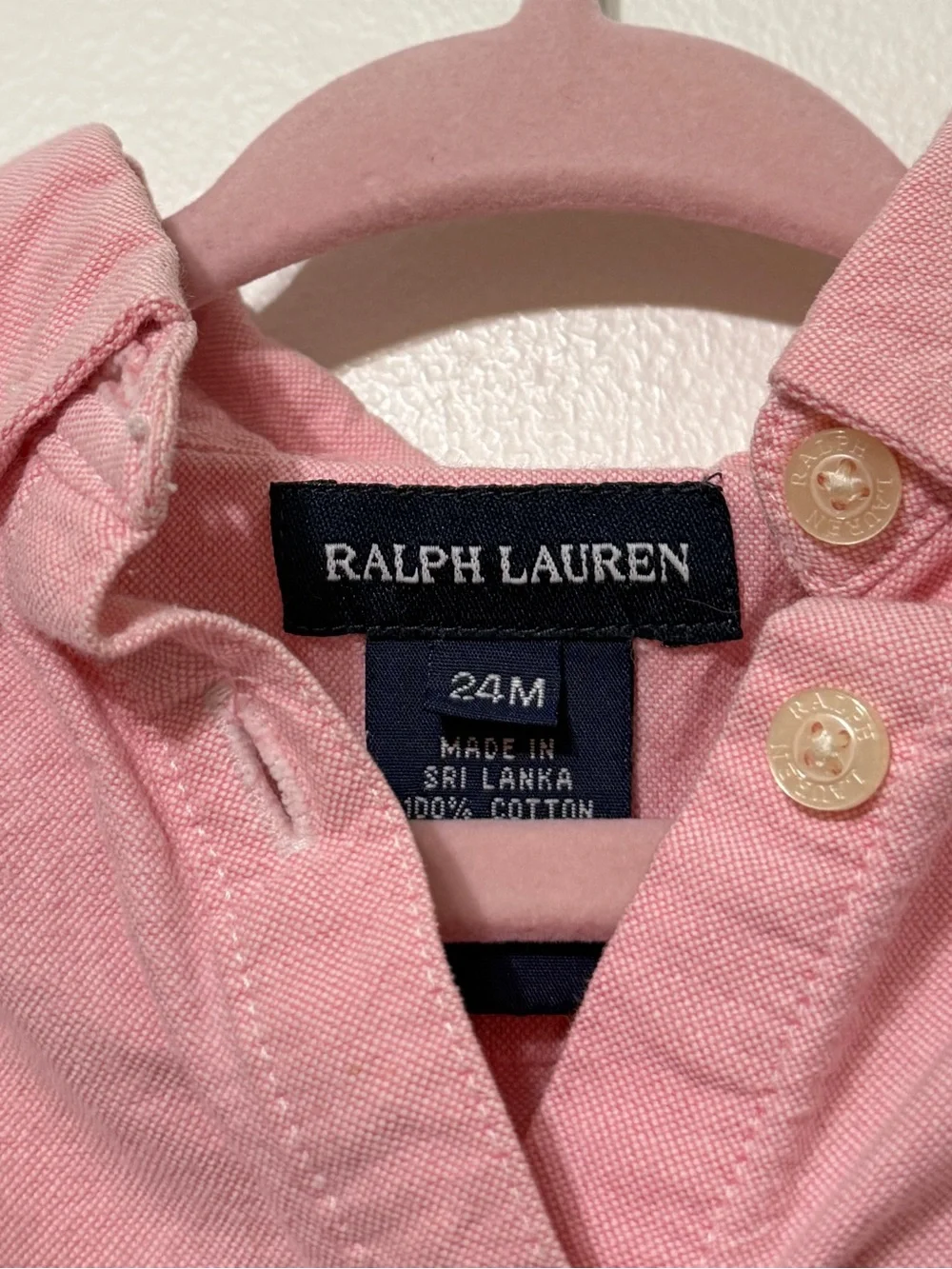 Ralph Lauren Oxford Shirt Dress Size 24 Months Pink Button Down Belted Floral